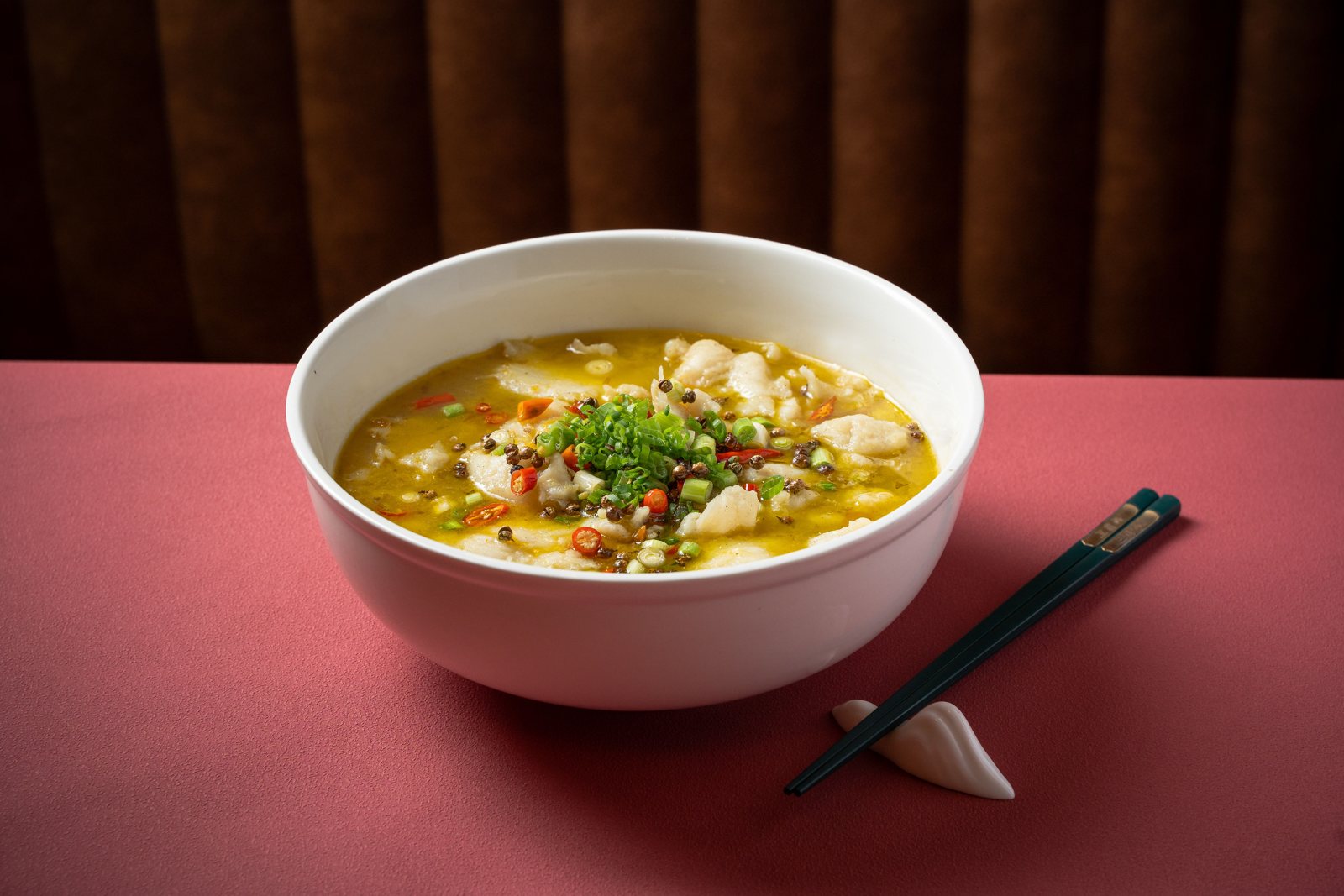Fish Fillets with Sichuan Peppercorns in a golden broth at Lao Sze Chuan Baltimore