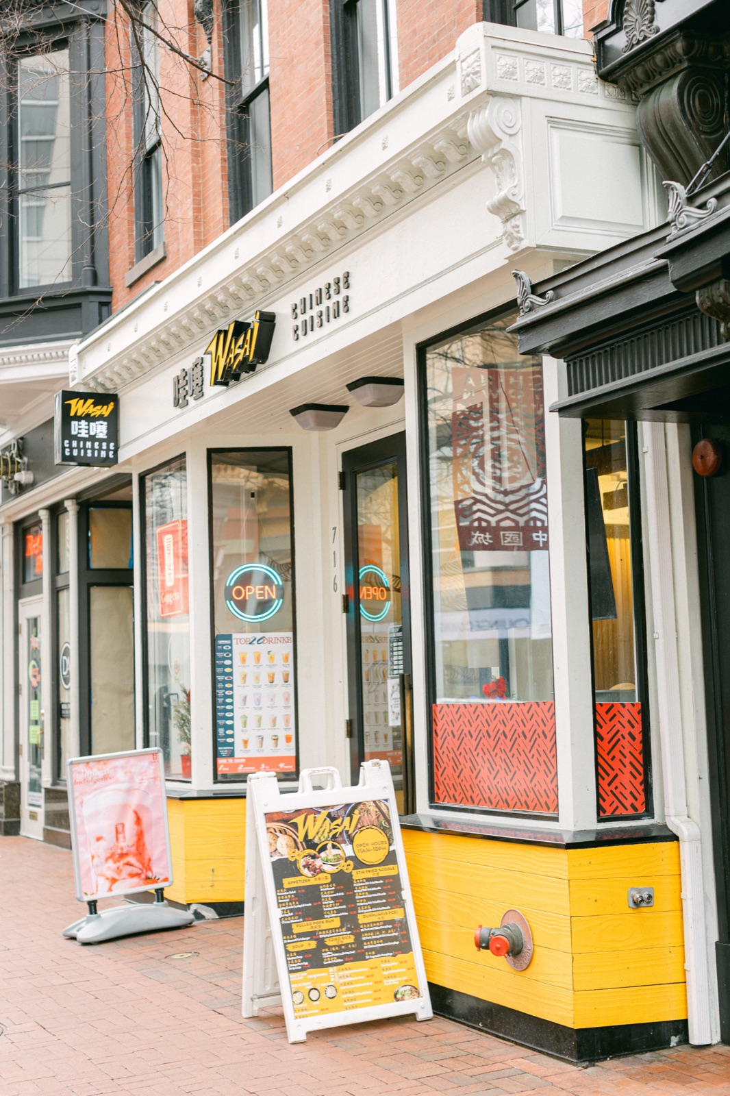 Wasai's yellow storefront at 716 7th Street NW in Chinatown, Washington, DC